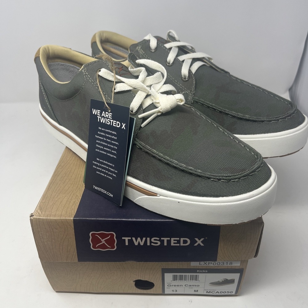 Twisted X Men's Shoes Low Top Green Camo Kicks MCA0050 Size 13M NEW